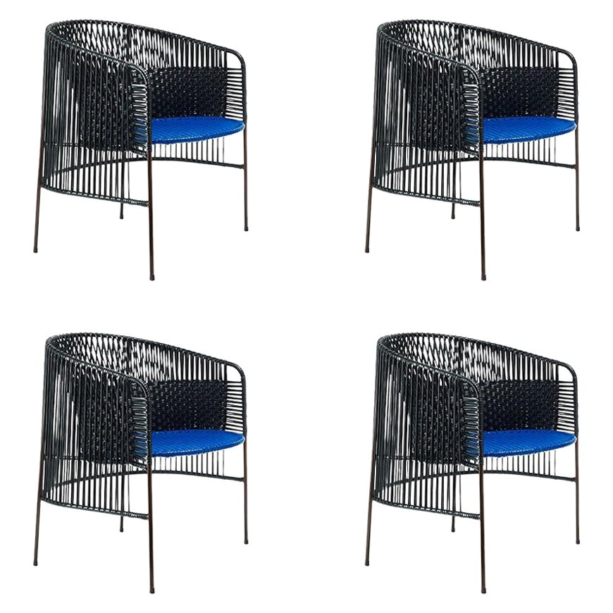 Ensemble de 4 chaises longues Caribe noires de Sebastian Herkner