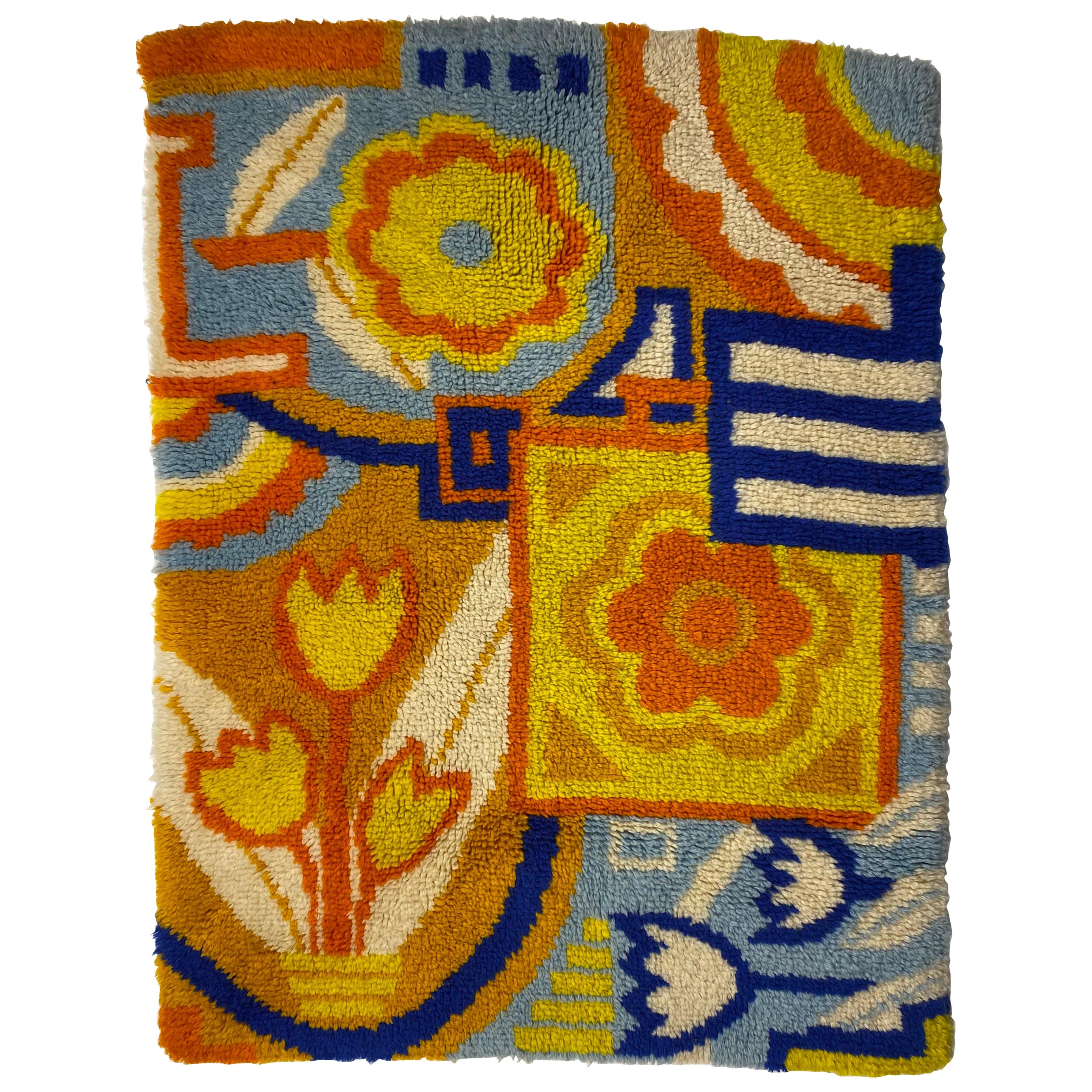 Mehrfarbiger italienischer Flachgewebe-Teppich aus der Jahrhundertmitte
