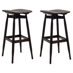 Set of 2 High Black Stained Oak DOM Stools by Marcos Zanuso Jr
