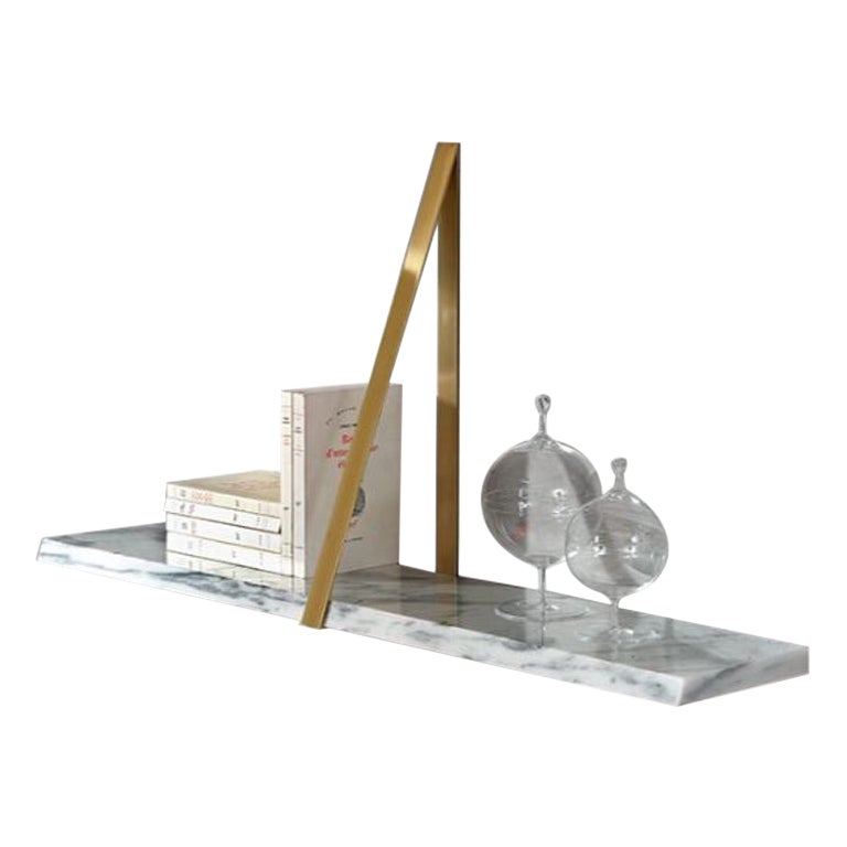 Polished Brass Marble T-Square Shelf by Michael Anastassiades For Sale