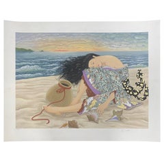 Muramasa Kudo, signierter japanischer Korb aus Korb mit Serigraphiedruck, limitierte Auflage