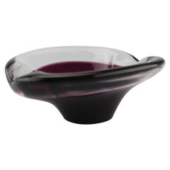 Small vintage deep purple heavy glass bowl from Bayel, France, late 20 century.