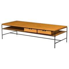 Paul McCobb for Winchendon 'Planner' Blond Wood and Iron Two Drawer Coffee Table