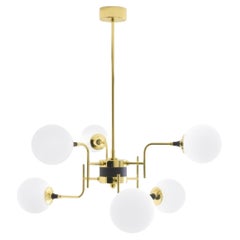 'Galassia' Brass & Glass 6-Shade Suspension Lamp for Stilnovo