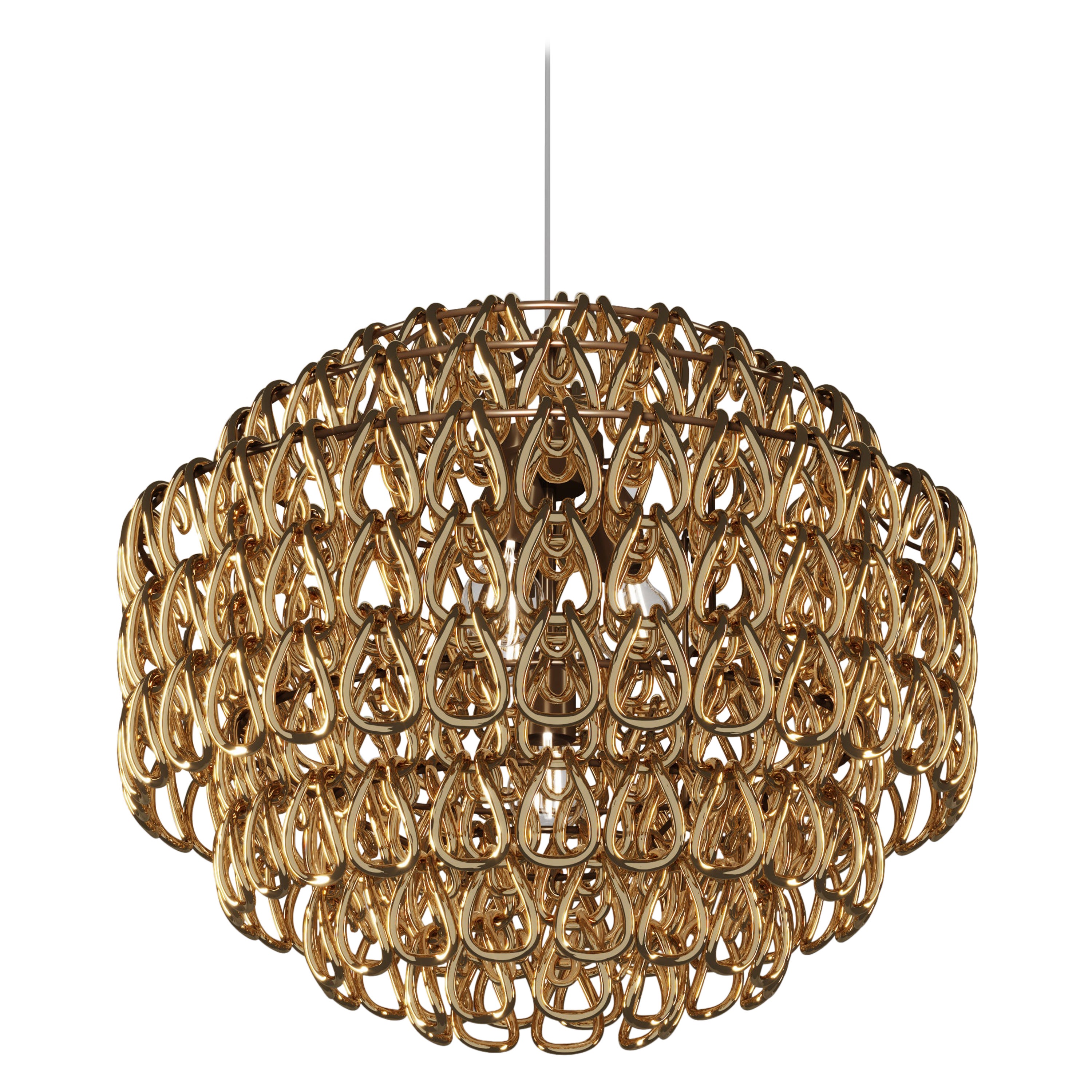 Vistosi Minigiogali Pendant Light in Crystal Gold Glass And Matt Bronze Frame For Sale