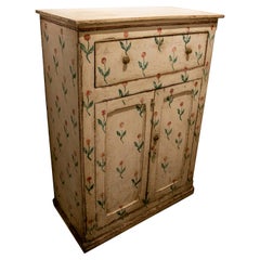 Vintage Spanish Hand-Painted Wooden Cabinet with Drawer and Doors with Flowers