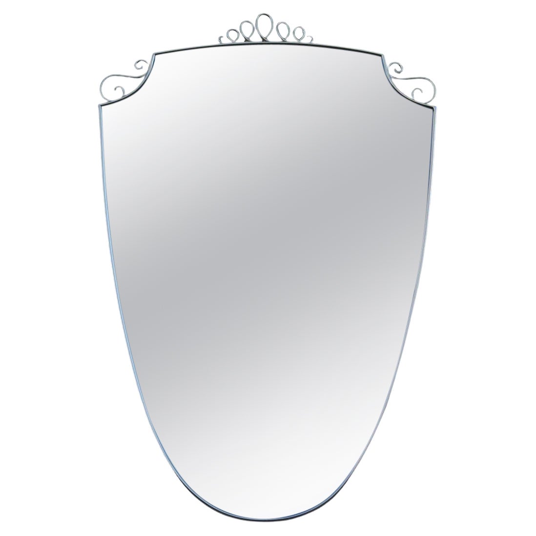 Miroir italien en laiton massif de forme moyenne 1950 or