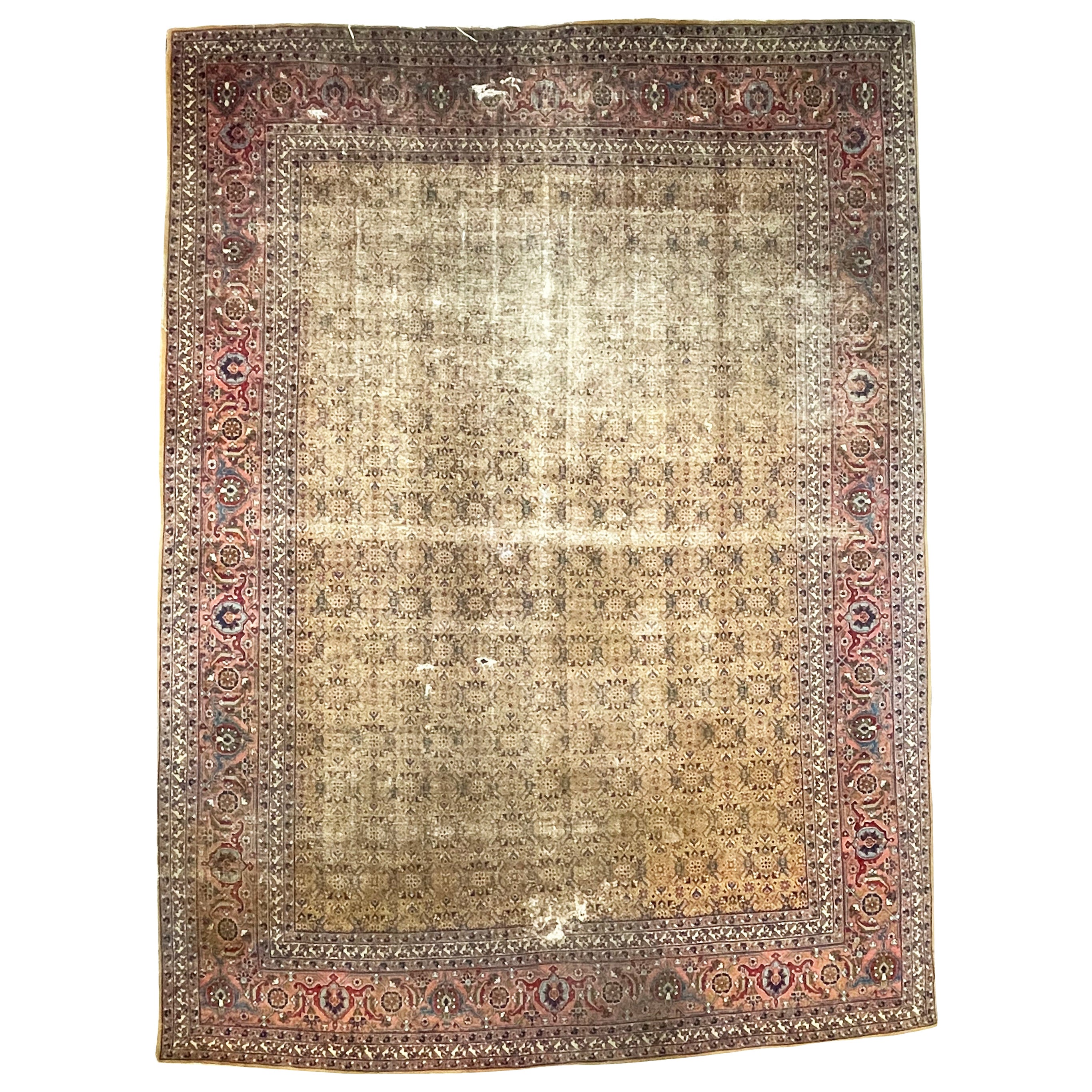 Antiker Senf-, safranfarbener und lachsfarbener Designer-Tabriz in Herati-Design, ca. 1930er Jahre im Angebot