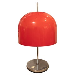 1970s Resin Table Lamp Codialpo with Red Lampshade and Steel Base 