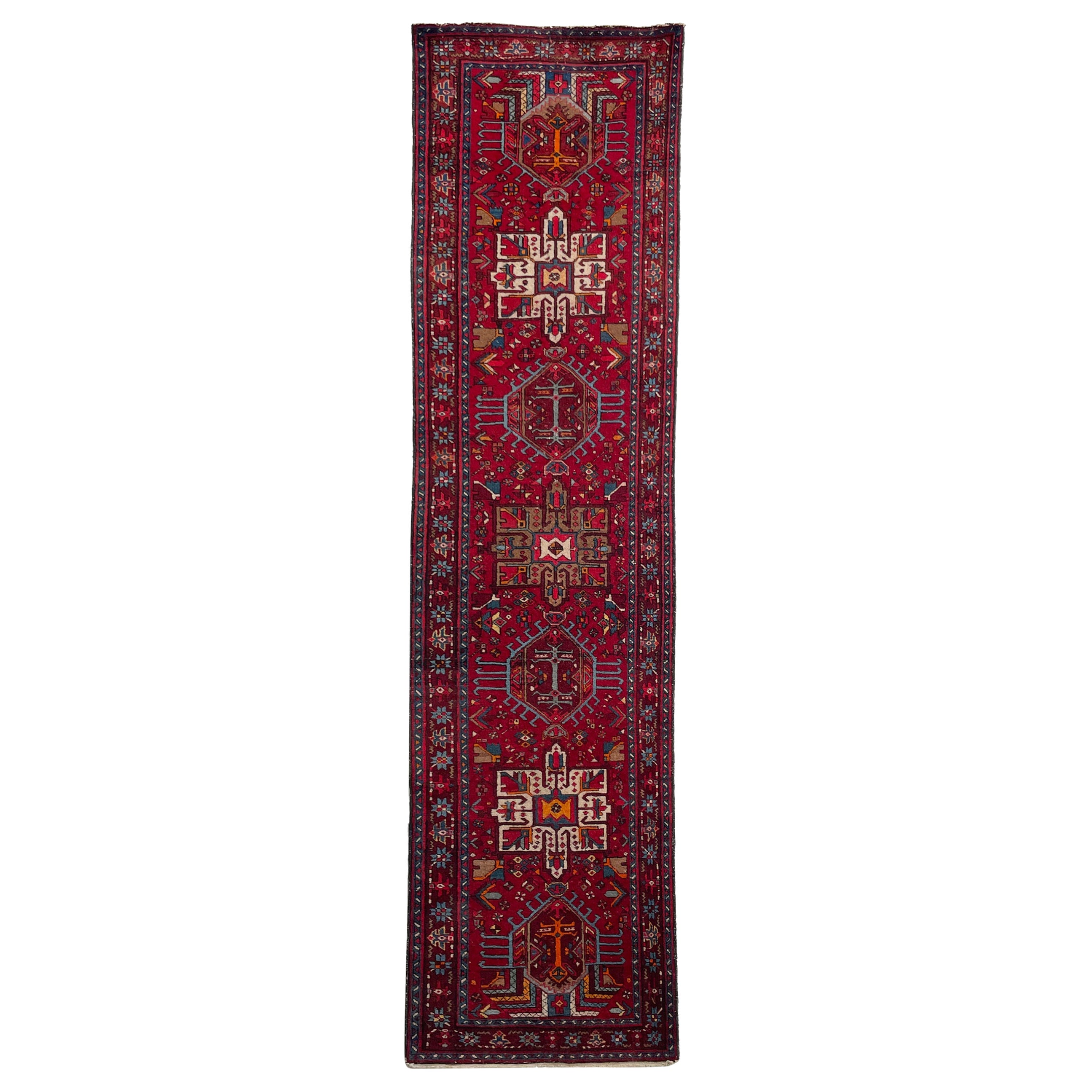 Rich Red Ground Vintage Persian Karaja Rug, circa 1950's For Sale