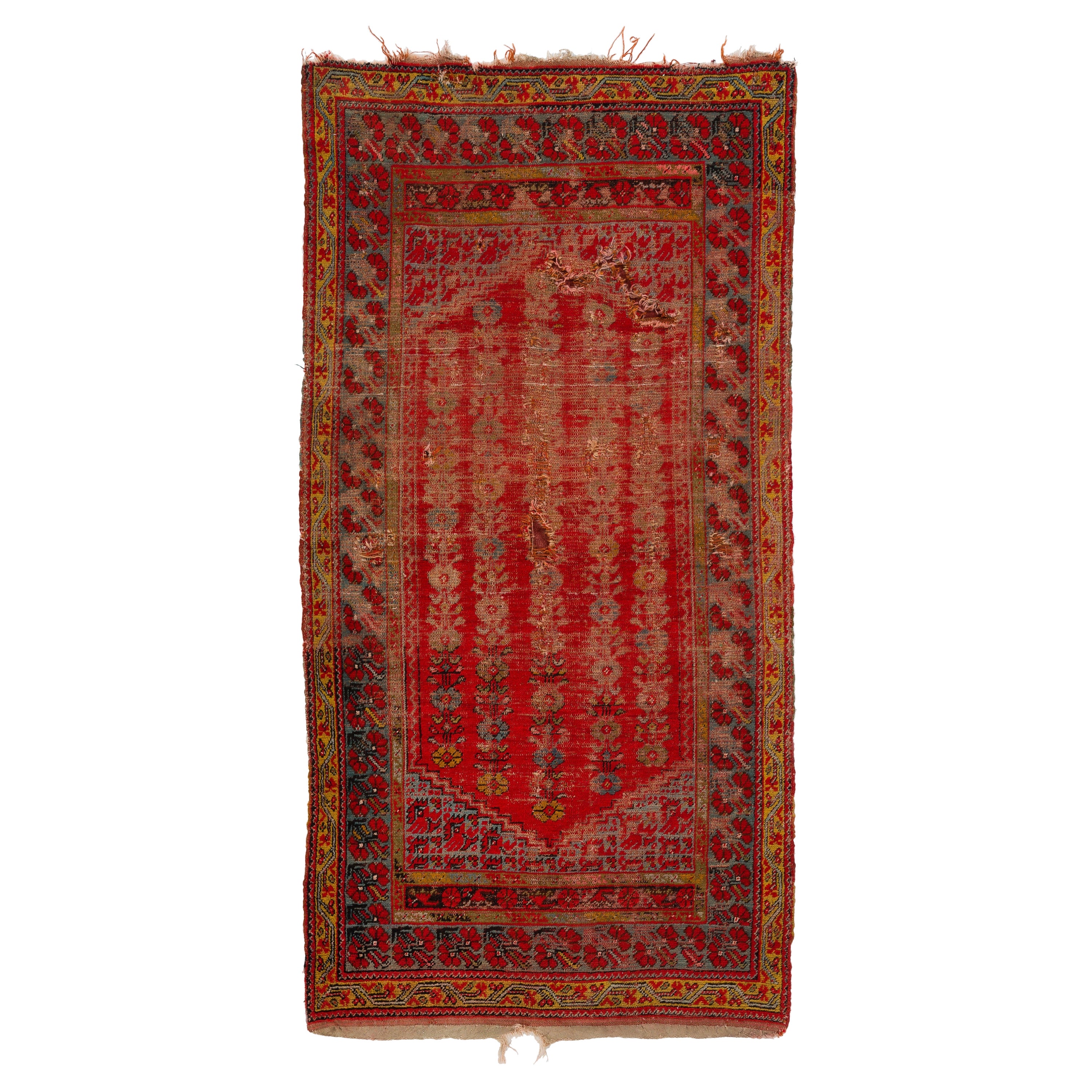 4x8 Ft Antique Turkish Rug Fragment, Ca 1870, One-of-a-Kind For Sale