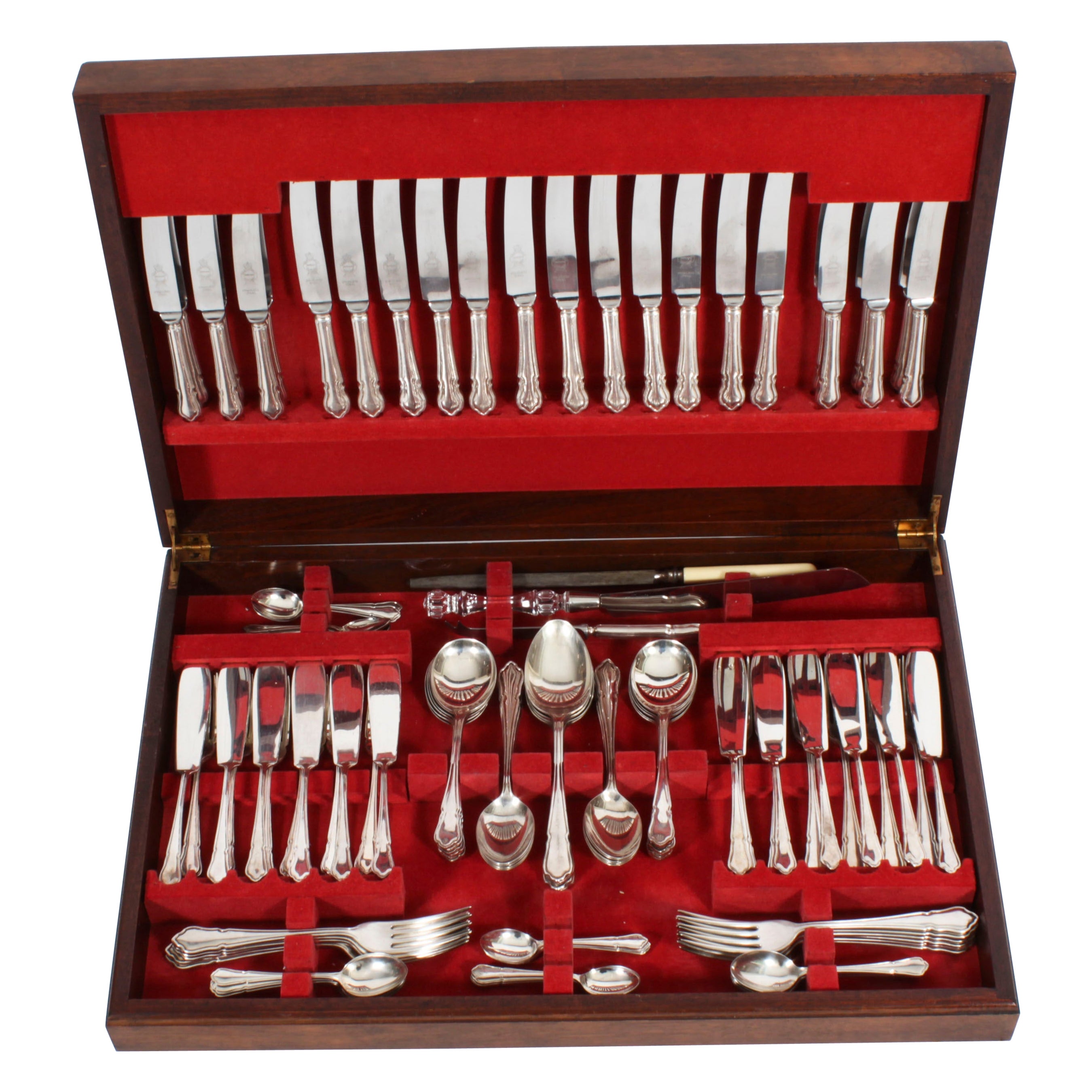 Vintage Canteen x 12 Silver Plated Cutlery Set Mid-20th Century