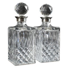 Vintage Pair of Cut Crystal Glass Liqueur Decanters Birmingham 1978 20th C