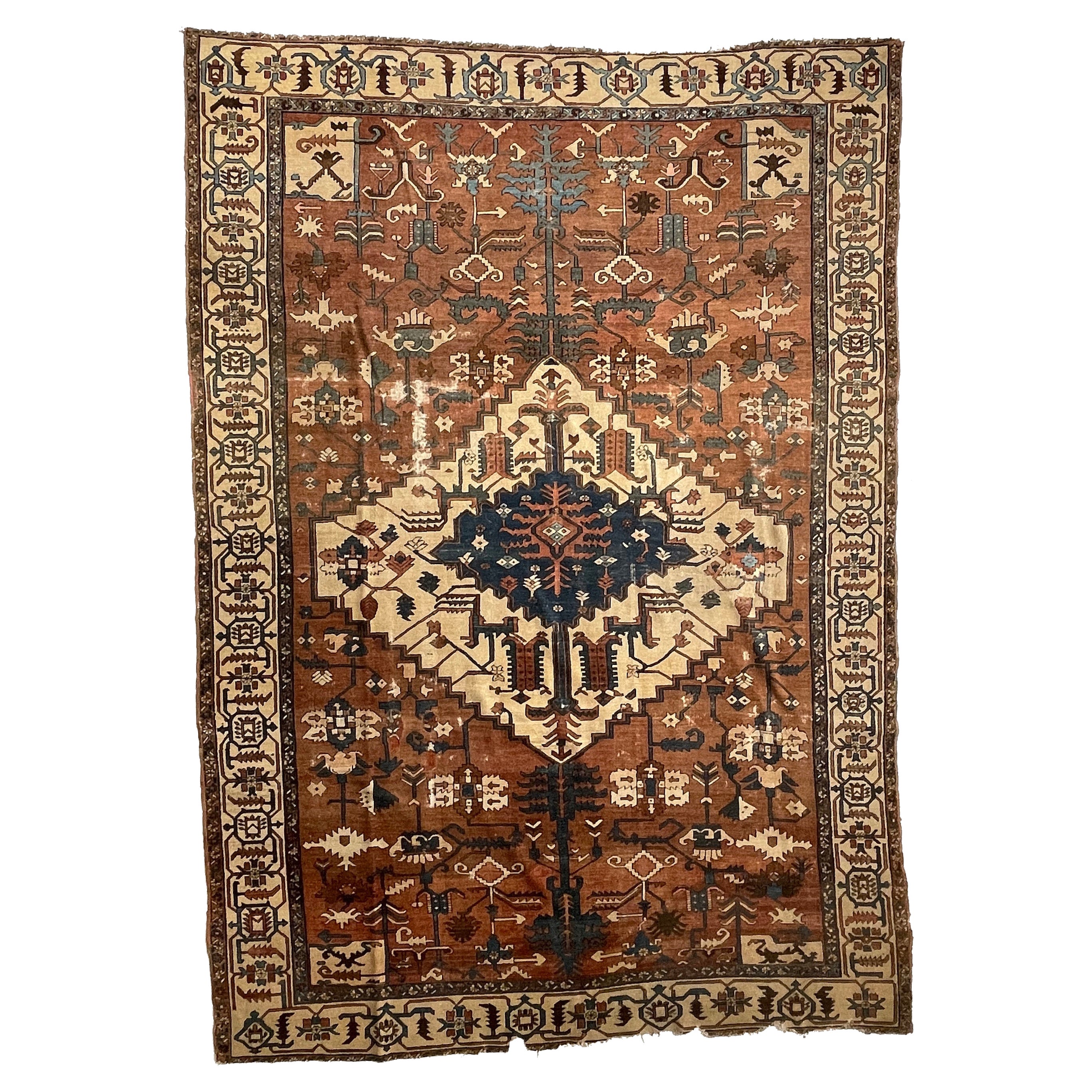Alfombra histórica tribal antigua Bakshayesh, alrededor de 1910
