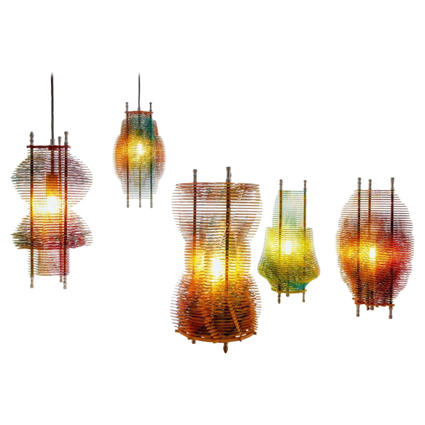 Jorge Pardo. ‘Brussels Lamps’. Full set of 5 For Sale