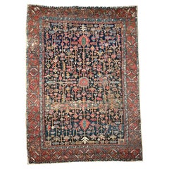 Blooming Midnight Jungle Antique Rug with Unbelievable Color Palette