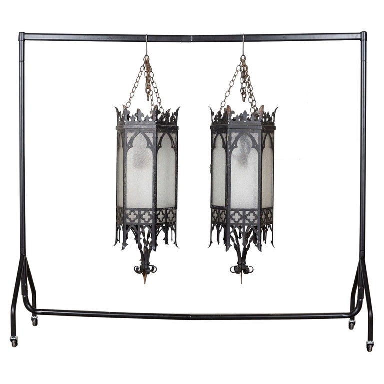 Monumental Pair Gothic Revival Church Lanterns For Sale at 1stDibs