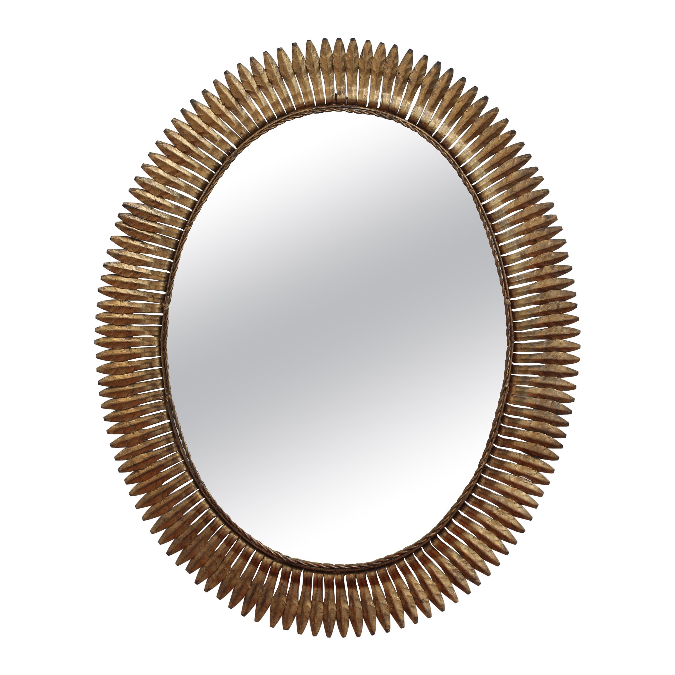 Vintage Spanish Gilt Metal Sunburst Mirror 'circa 1960s', Large