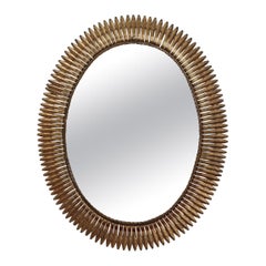 Vintage Spanish Gilt Metal Sunburst Mirror 'circa 1960s', Large