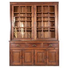 Large 19thC English Glazed Pine Haberdashery Cabinet