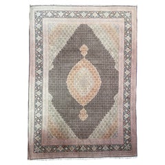 Antique Rug in Fine Lamb Wool w/ Silk Highlights from the Caspian Sea, c.1940's