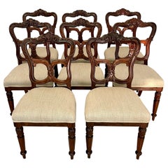 Set of 8 Antique Victorian Outstanding Quality  Carved Rosewood Dining Chairs 