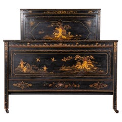 Antique English Lacquered Chinoiserie Double Bed