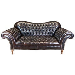 Vtg Arhaus Arabelle - Coussin de canapé Camelback en cuir touffeté - Love Seat Couch
