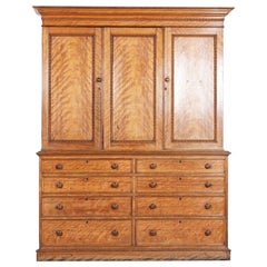 Used Large 19th C English Ash Housekeepers Cabinet