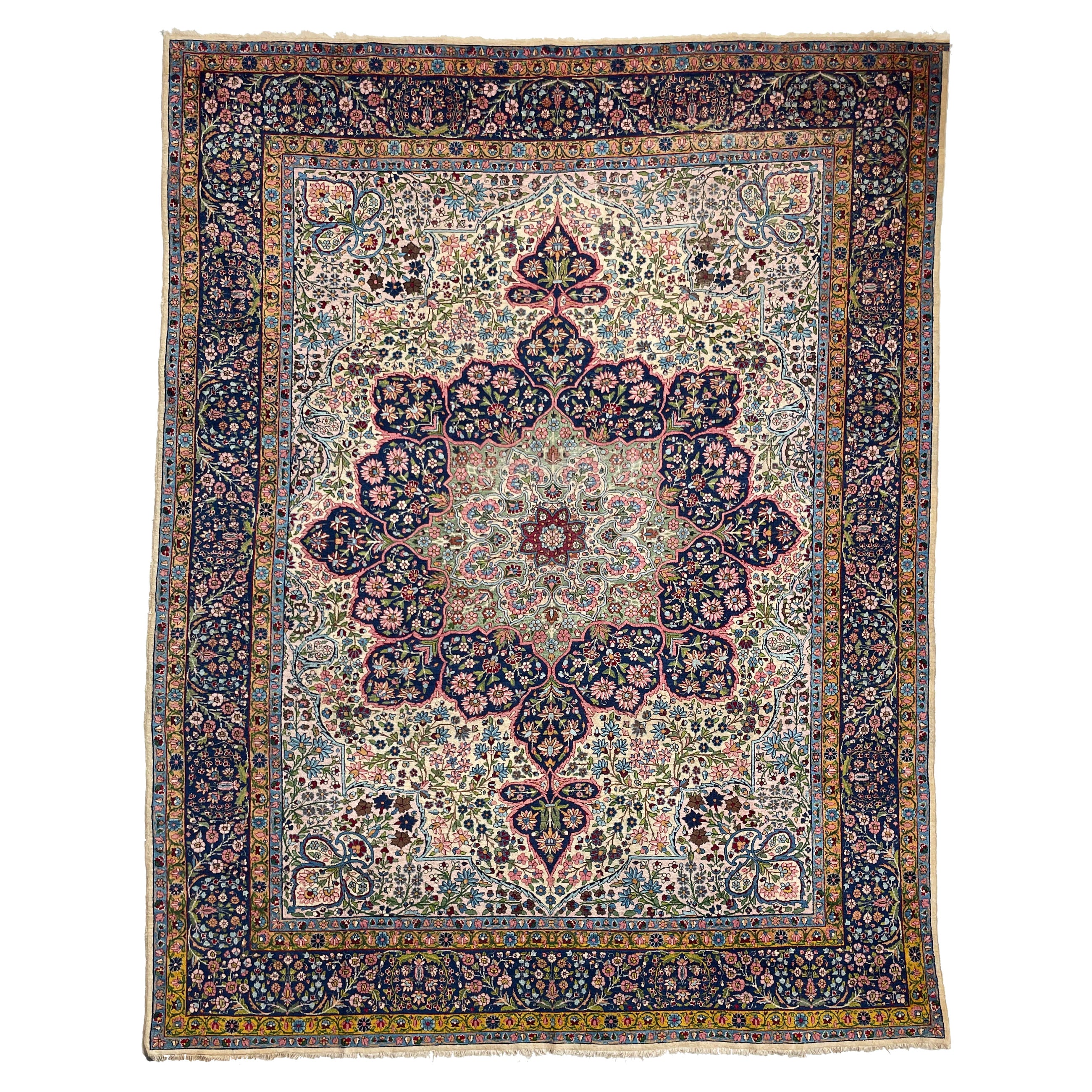 Timeless Antique Rug W/ Botanical Filled Field Around Stunning Mother Medallion For Sale