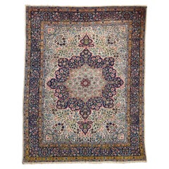 Timeless Antique Rug W/ Botanical Filled Field Around Stunning Mother Medallion