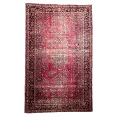 Used Turkish Sivas with Classical Design in Blush Pink & Navy with Camel Palatial Rug