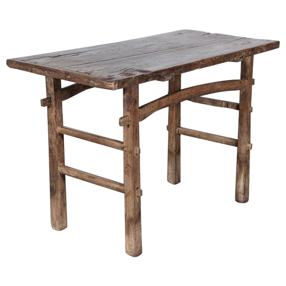 19th C English Elm Vernacular Work Table For Sale