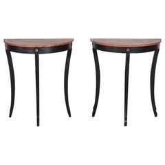 Pair English Ebonised Console Tables