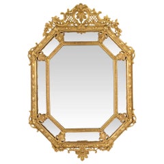 French 19th Century Louis XVI St. Double Framed Octagonal Giltwood Mirror