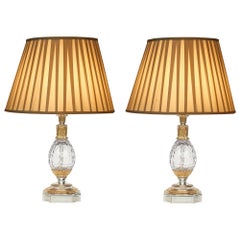 Pair of French 19th Century Louis XVI St. Baccarat Crystal Lamps