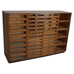 Vintage Dutch Oak Haberdashery Shop Cabinet, 1930s