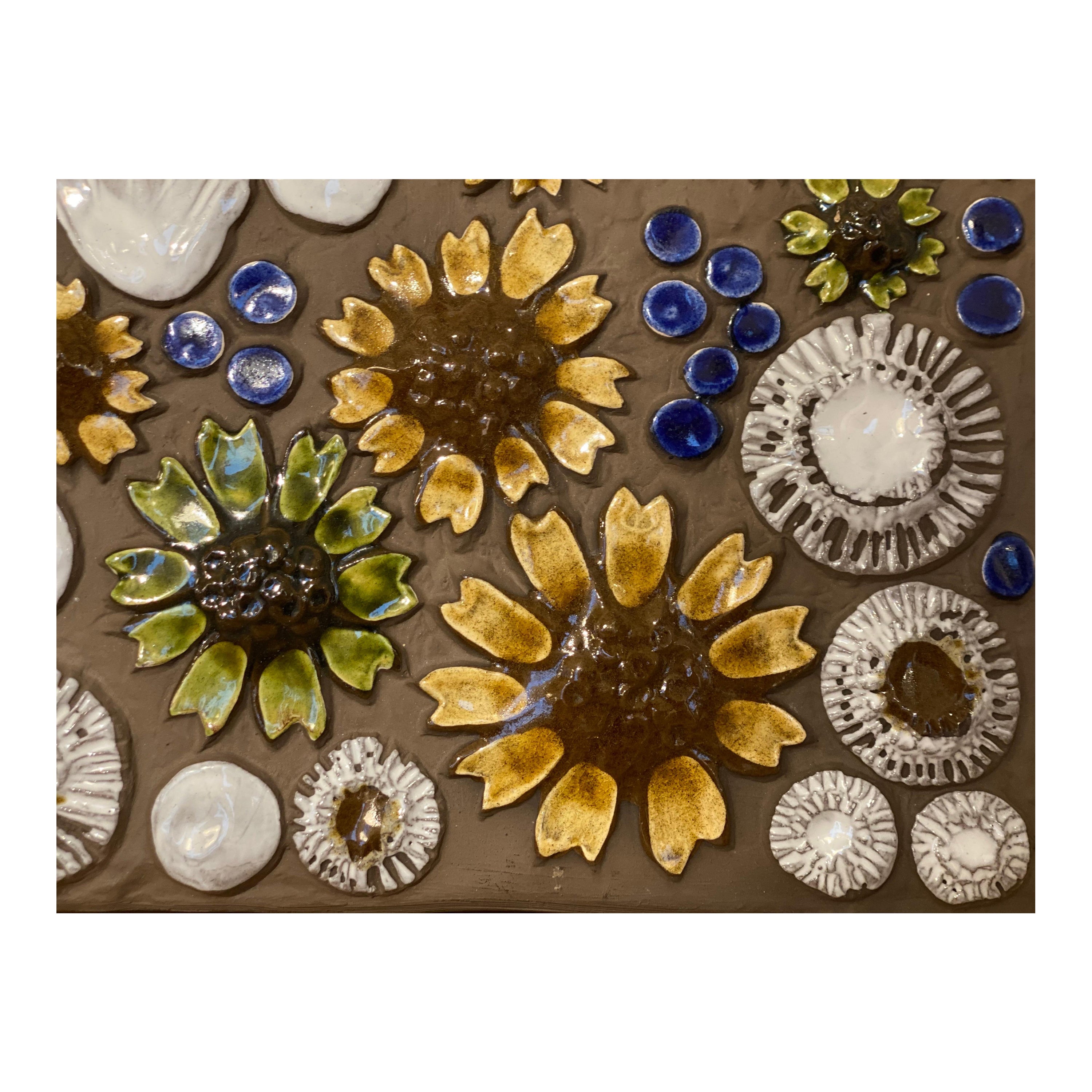 Ceramic Flower Tile Designed by Aimo Nietosvuori for Jie Gantofta, Sweden