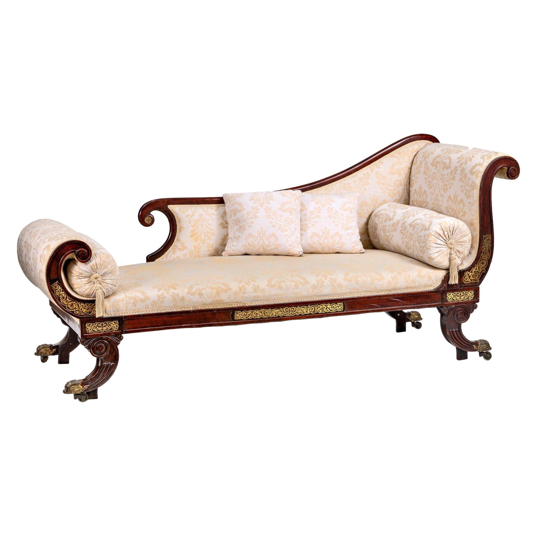 Antique English Chaise Longue/ Recamiere, Mahogany, Arround 1830 For Sale