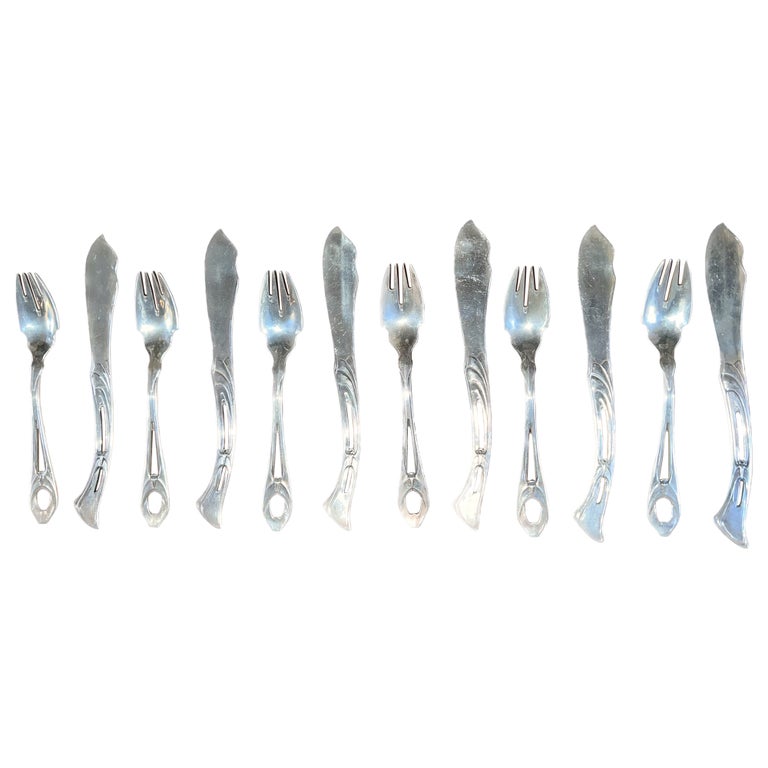 Mr. Giallo is opening his personal vault to sell a collection of his treasured antiques he's held on for so long.

ABOUT ITEM
German Silver Hallmarked Set of 6 Fish Set. Fish sets were used for eating fish! In the 18th and 19th century there was