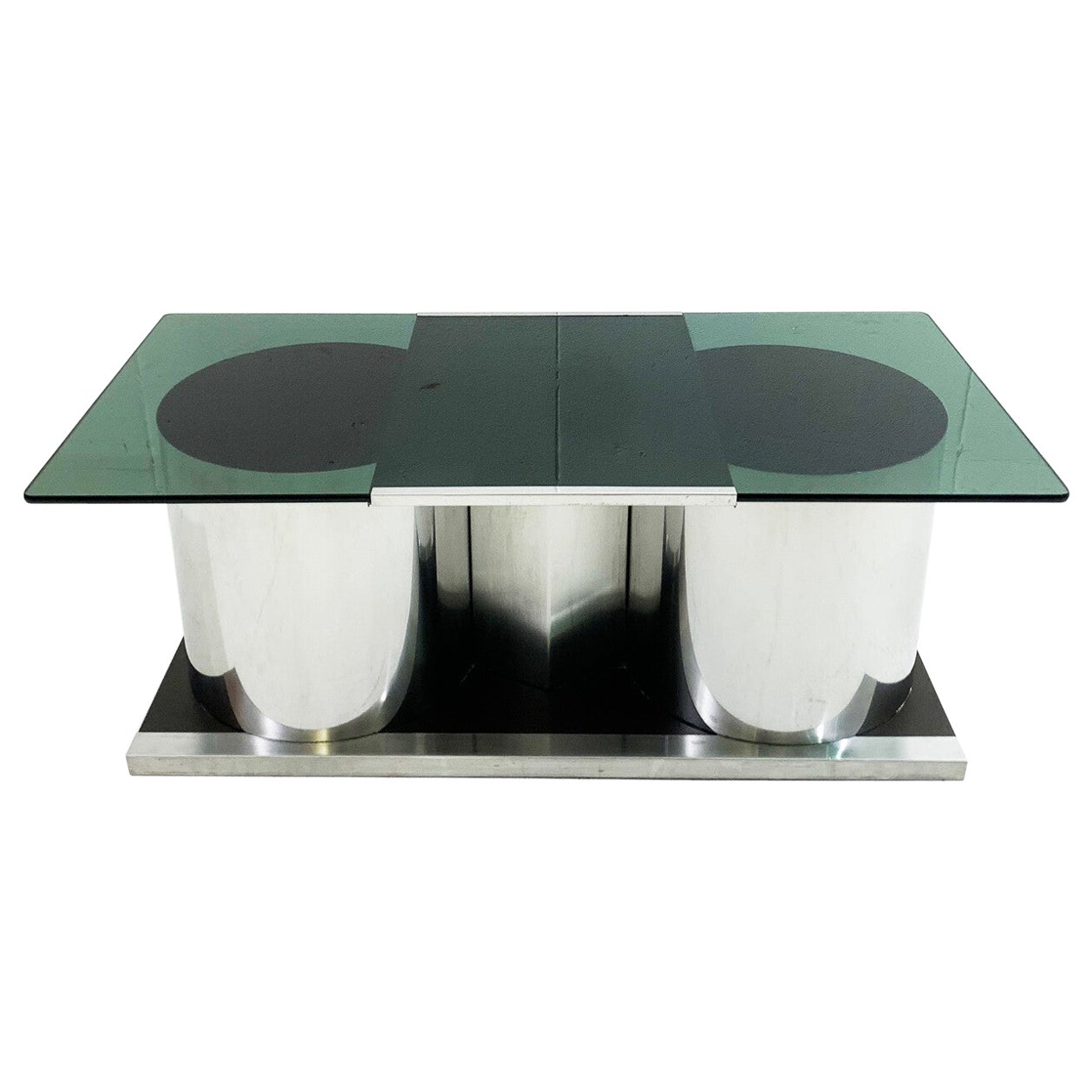 Table basse modulaire en chrome et verre fumé de style moderne du milieu du siècle, Italie, 1970