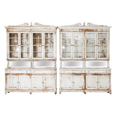 Turn of the Century Portuguese White Patinated Vitrines, a Pair