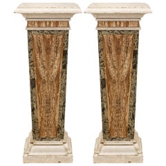Pair of Italian 19th Century Neo-Classical St. Marble Pedestal Columns