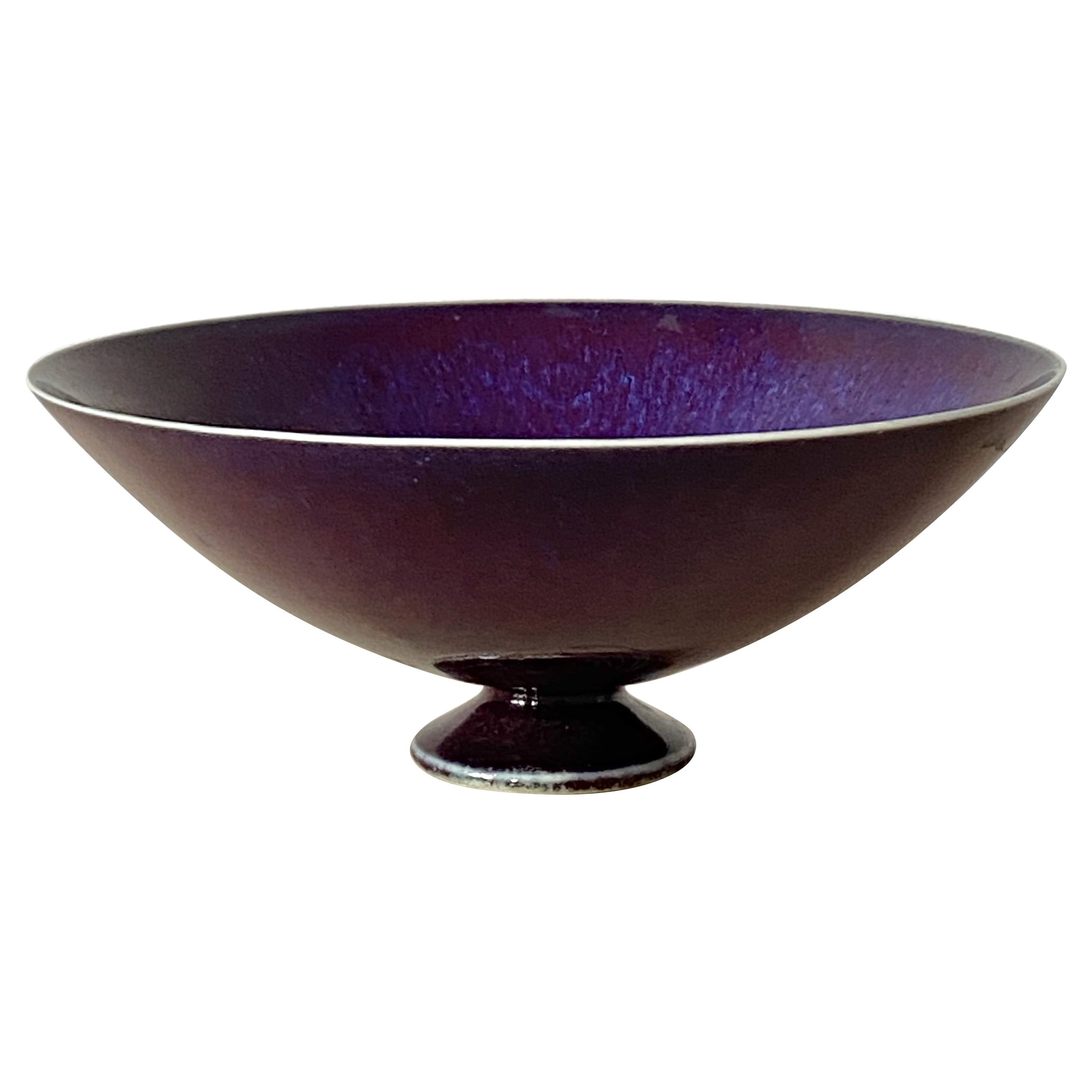Small Blue and Red Stoneware Bowl by Sven Wejsfelt, Gustavsberg, Sweden, 1986