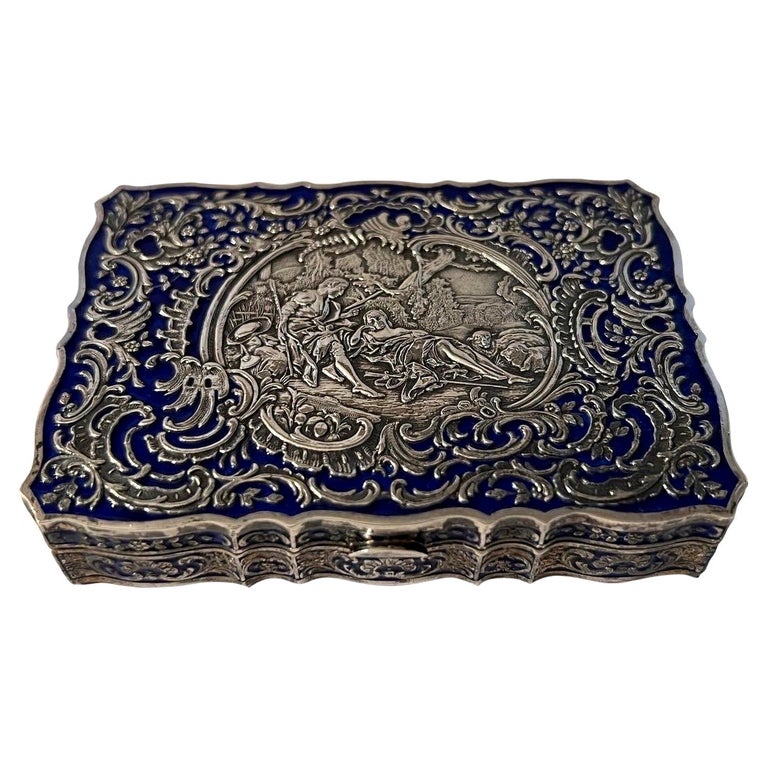 Antique Art Nouveau 985 Sterling Silver and Blue Enamel Austrian or ...