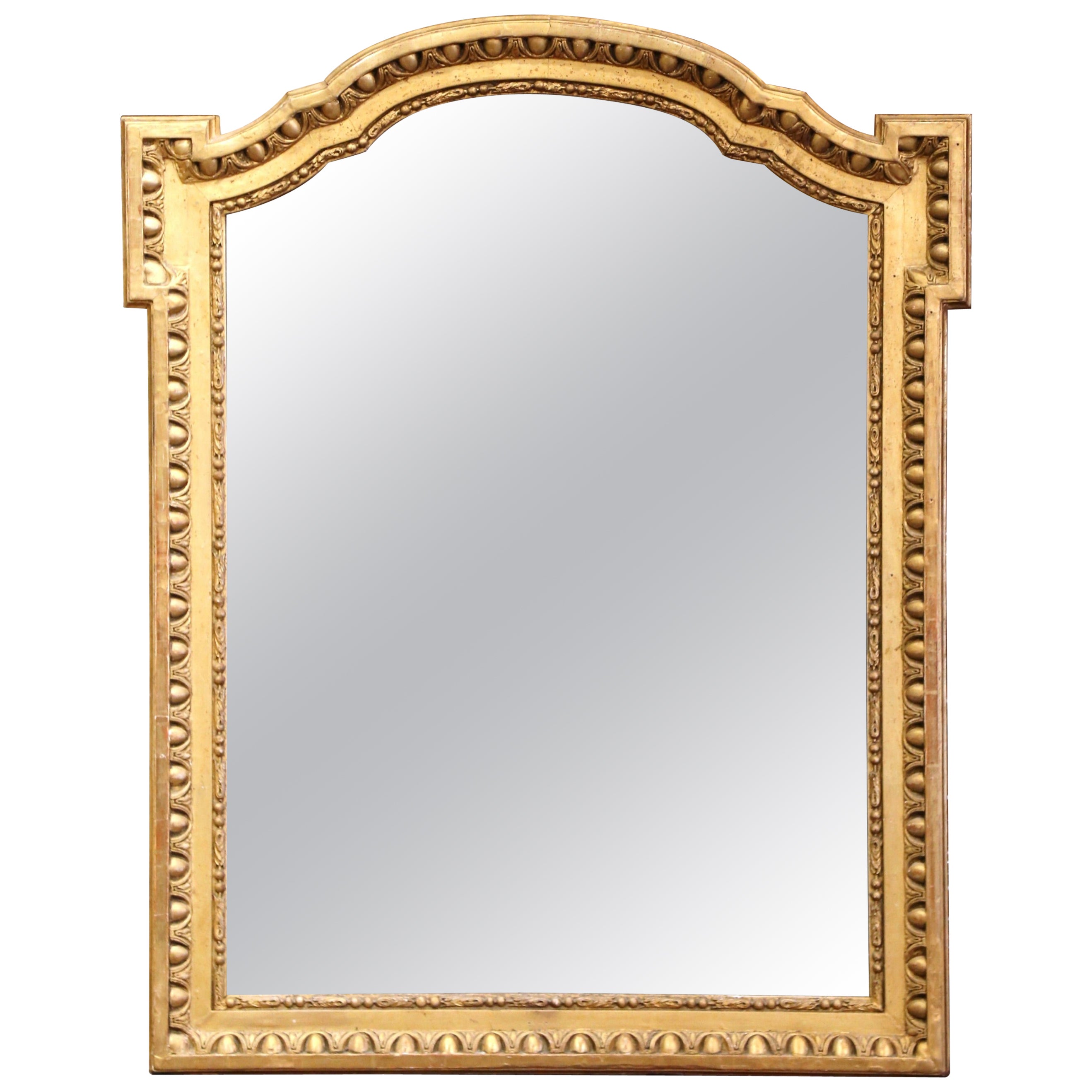 Mid-19th Century, French Napoleon III Carved Gold Leaf Wall Mirror For Sale