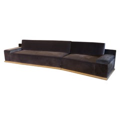 Custom Purple Velvet Sectional Sofa with Maple Wood Base by Adesso Imports