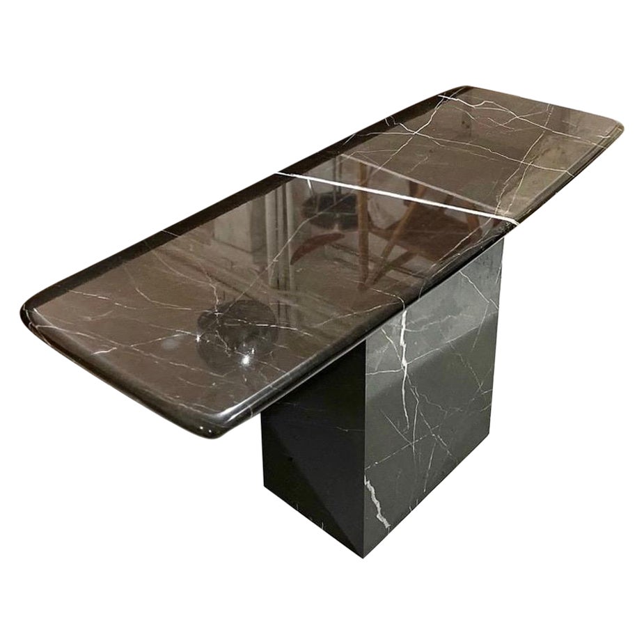 Incredible 1980s Custom Marble Console Table, Made in Italy For Sale