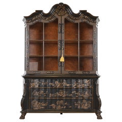 Baker Furniture Chinoiserie Dutch Baroque Breakfront Bookcase or China Cabinet