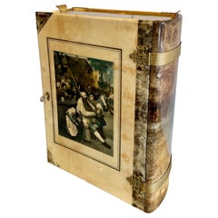Original Vintage Aldo Tura Goatskin Book Shaped Dry Bar Cabinet